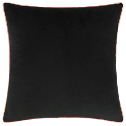 Large Piped Velvet Cushion in Black and Blush Pink