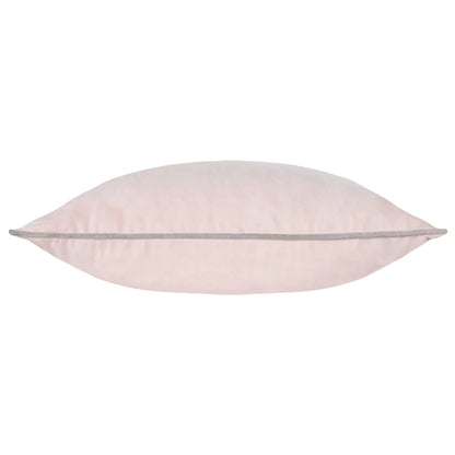 Large Piped Velvet Cushion in Blush Pink & Grey