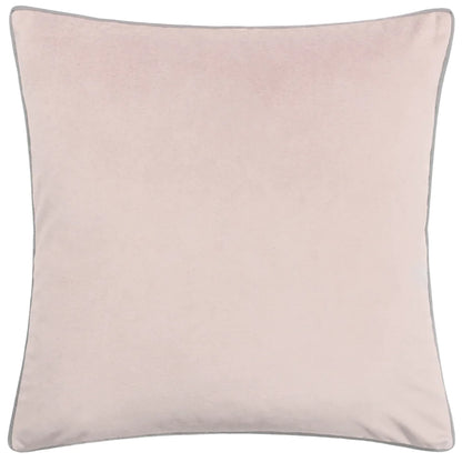 Large Piped Velvet Cushion in Blush Pink & Grey