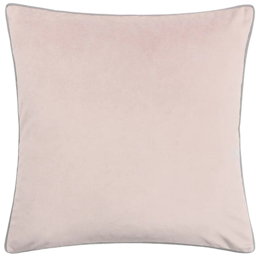 Large Piped Velvet Cushion in Blush Pink & Grey