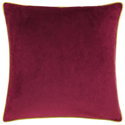 Large Piped Velvet Cushion in Maroon & Moss