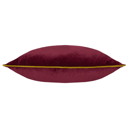 Large Piped Velvet Cushion in Maroon & Moss