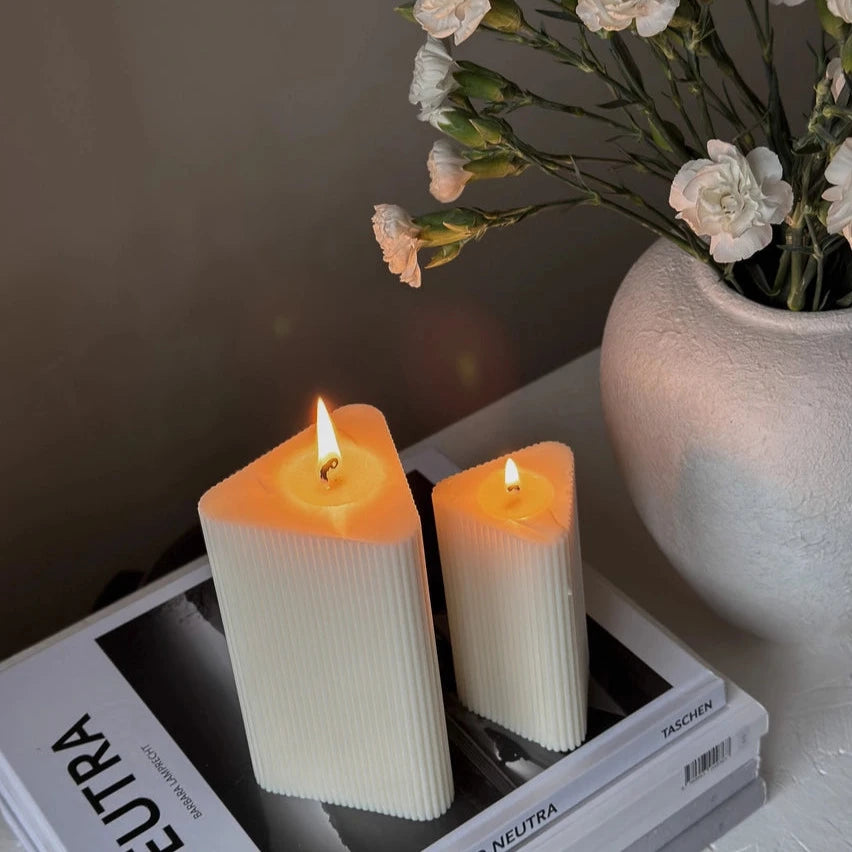 Large Scented Triangle Pillar Candle - Passionfruit & Amber