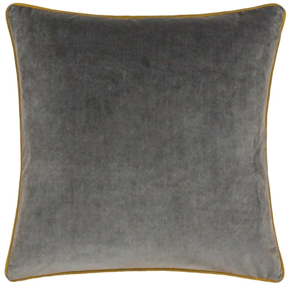 Large Piped Velvet Cushion in Charcoal & Moss