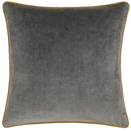 Large Piped Velvet Cushion in Charcoal & Moss