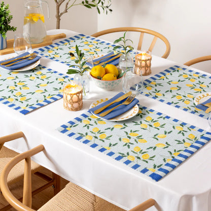 Lemons Set of 4 Indoor/Outdoor Placemats - Blue