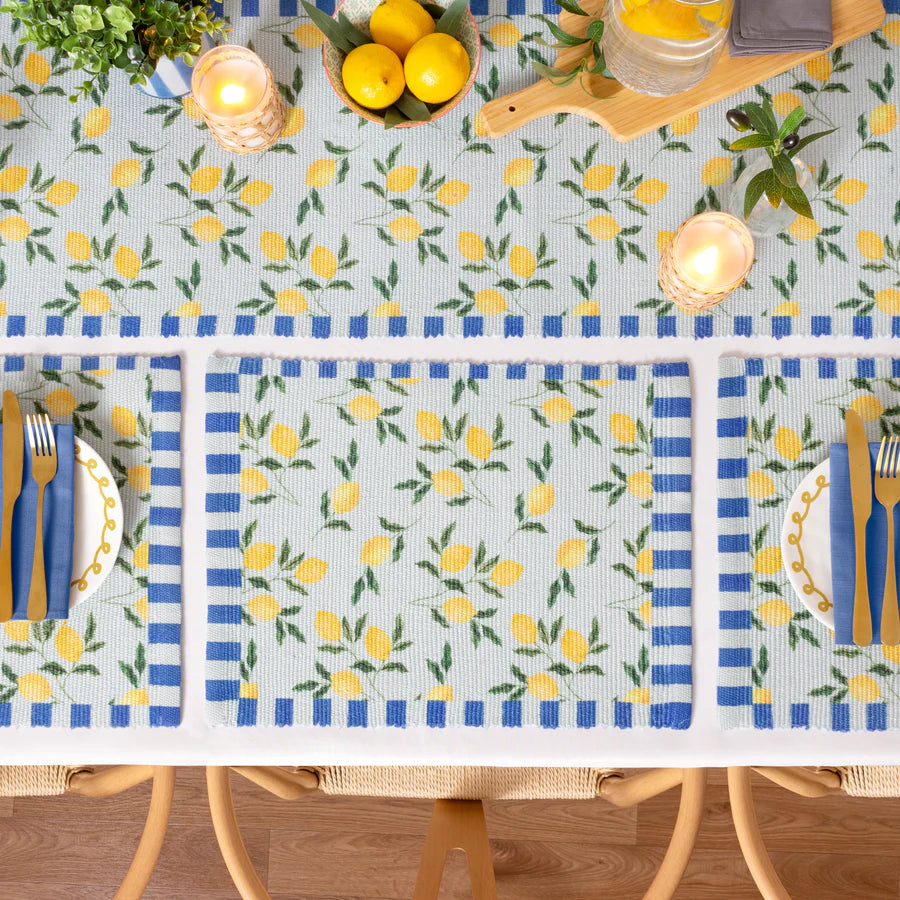 Lemons Set of 4 Indoor/Outdoor Placemats - Blue