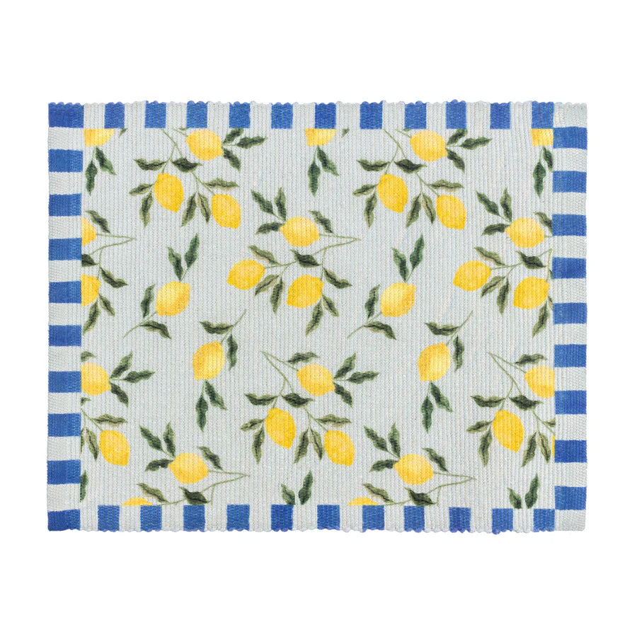 Lemons Set of 4 Indoor/Outdoor Placemats - Blue