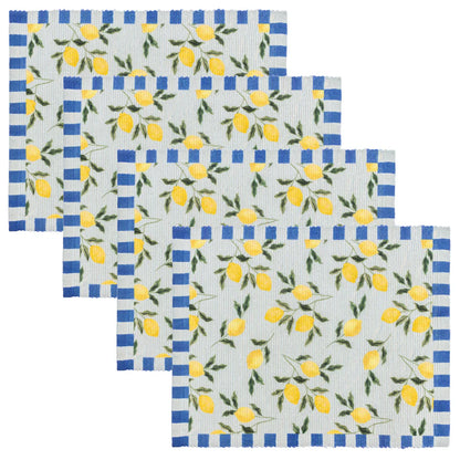 Lemons Set of 4 Indoor/Outdoor Placemats - Blue