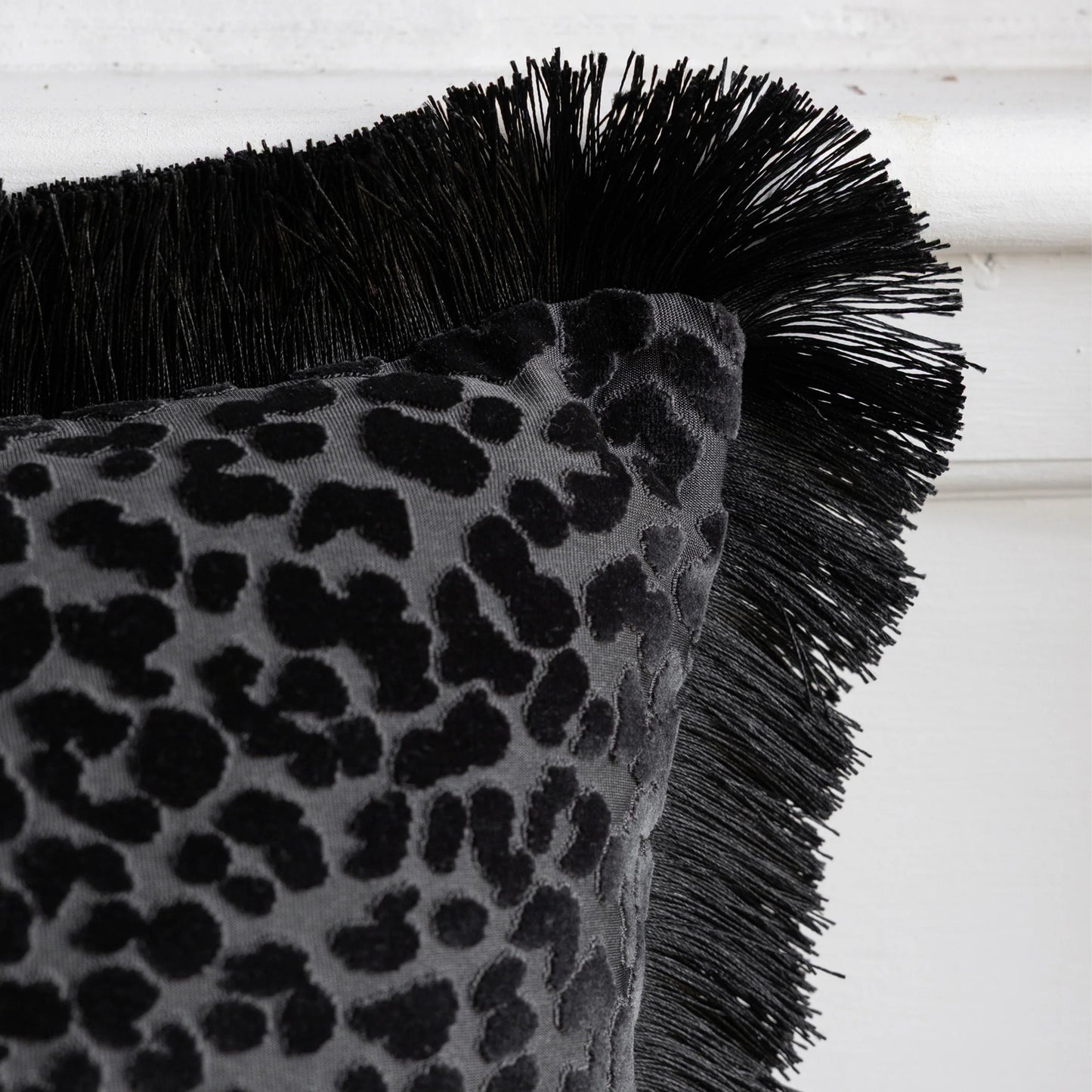 Black Leopard Love Cut Velvet Cushion