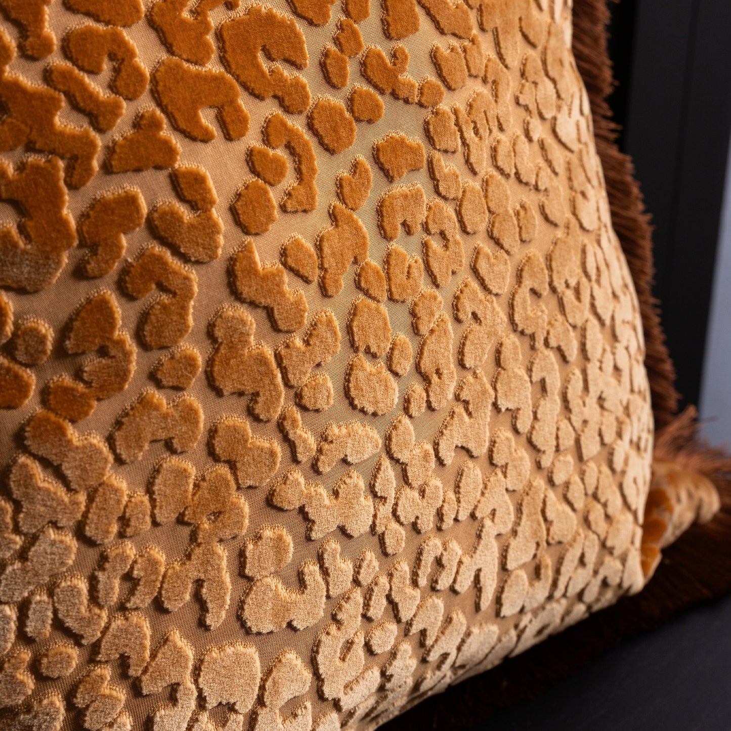 Caramel Leopard Love Cut Velvet Cushion