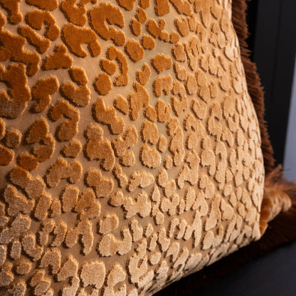 Caramel Leopard Love Cut Velvet Cushion