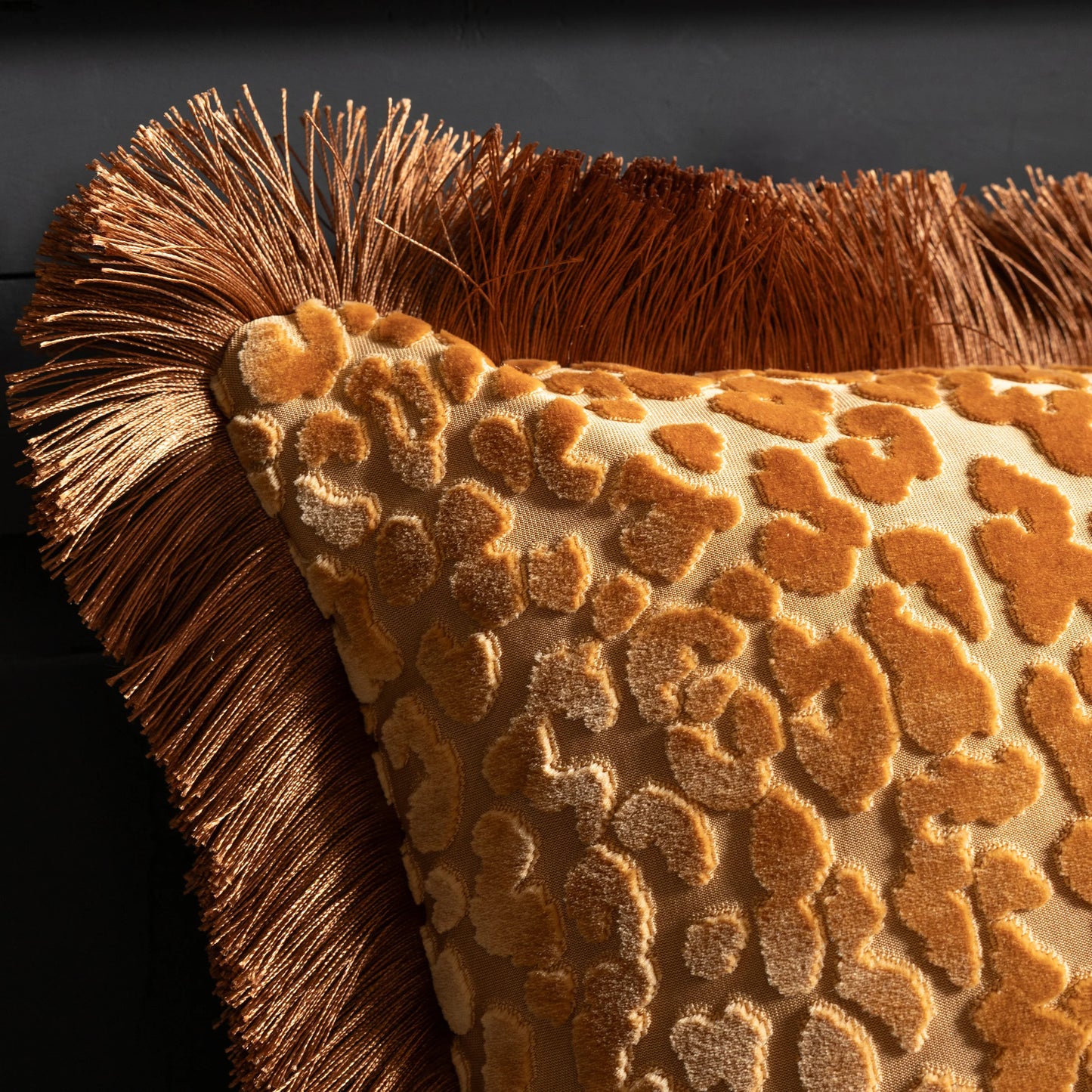 Caramel Leopard Love Cut Velvet Cushion