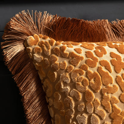 Caramel Leopard Love Cut Velvet Cushion