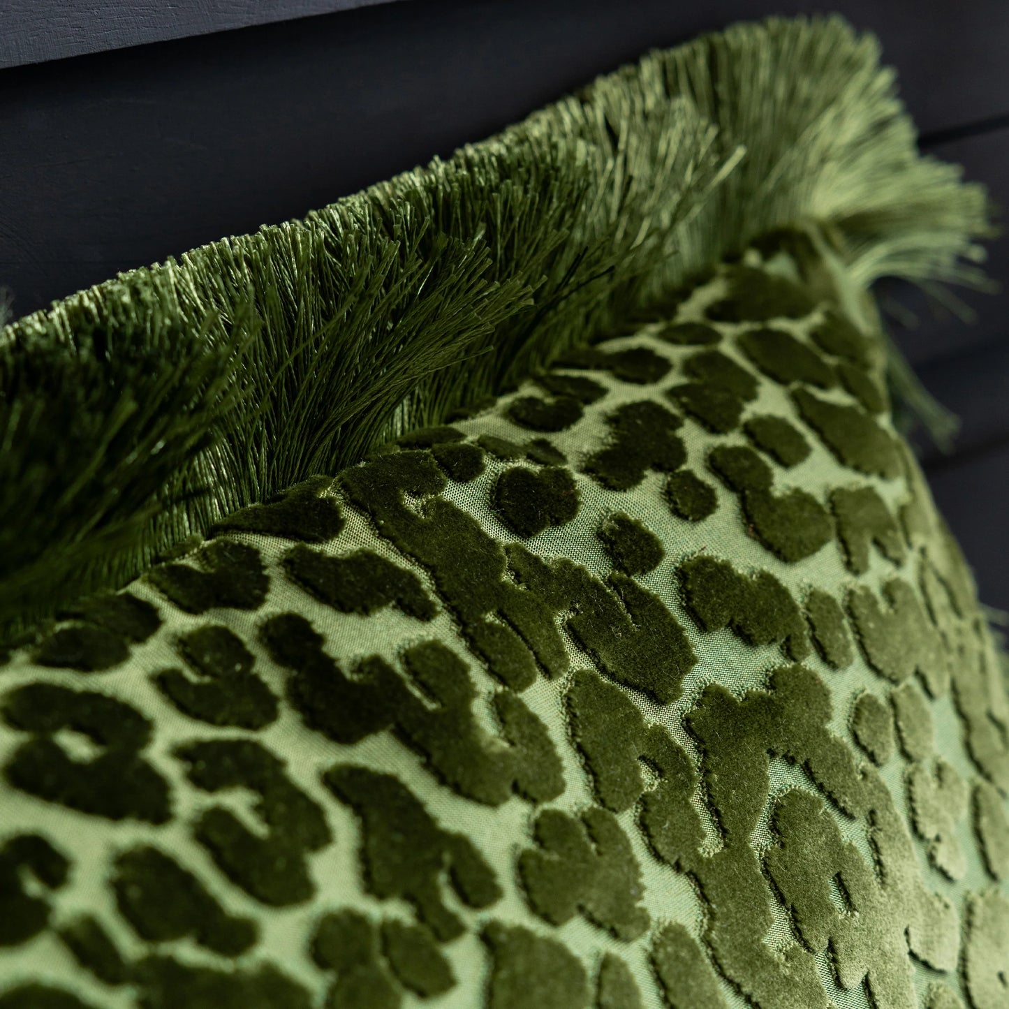 Green Leopard Love Cut Velvet Cushion
