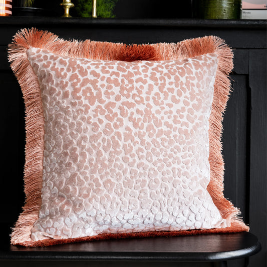 Pink Leopard Love Cut Velvet Cushion