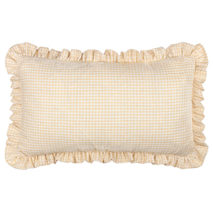 Les Petite Fleurs Gingham Ruffle Cushion - Natural