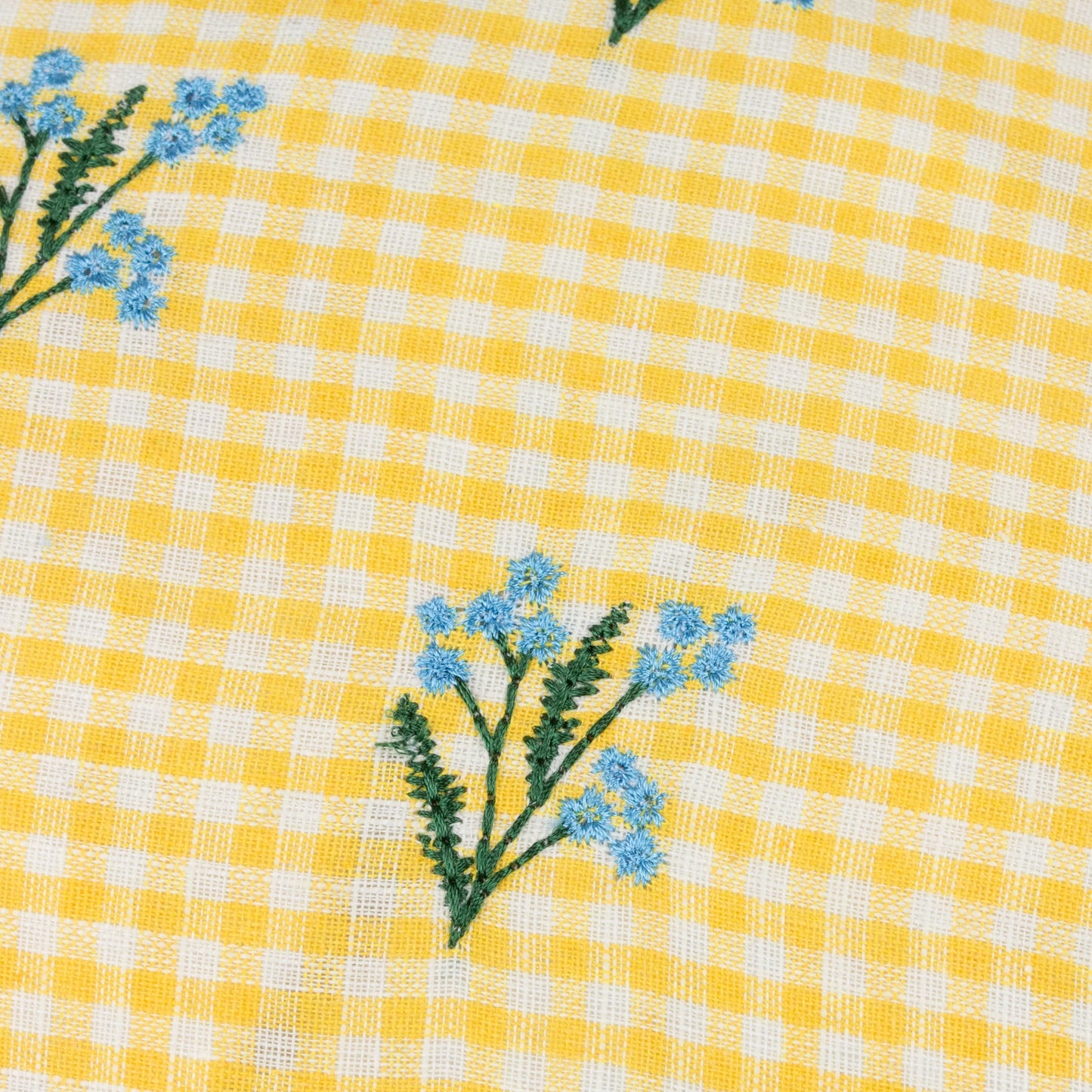 Les Petite Fleurs Gingham Ruffle Cushion - Yellow