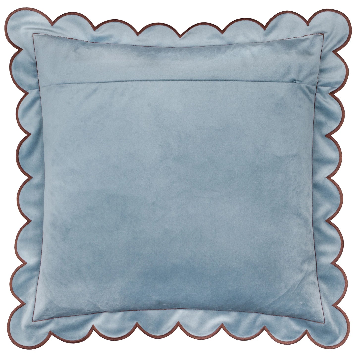 Lil Scallop Velvet Cushion - Blue and Brown