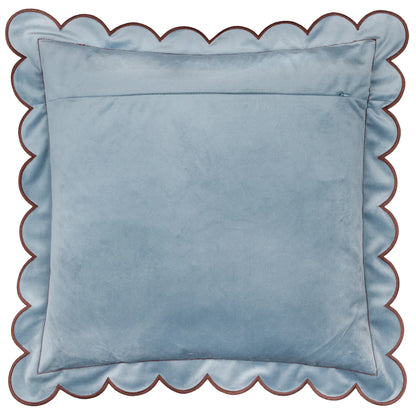 Lil Scallop Velvet Cushion - Blue and Brown