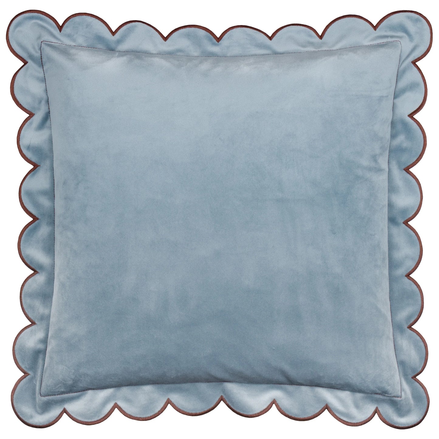 Lil Scallop Velvet Cushion - Blue and Brown