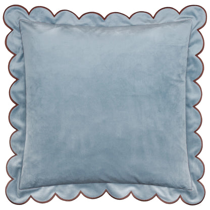 Lil Scallop Velvet Cushion - Blue and Brown