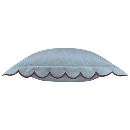 Lil Scallop Velvet Cushion - Blue and Brown
