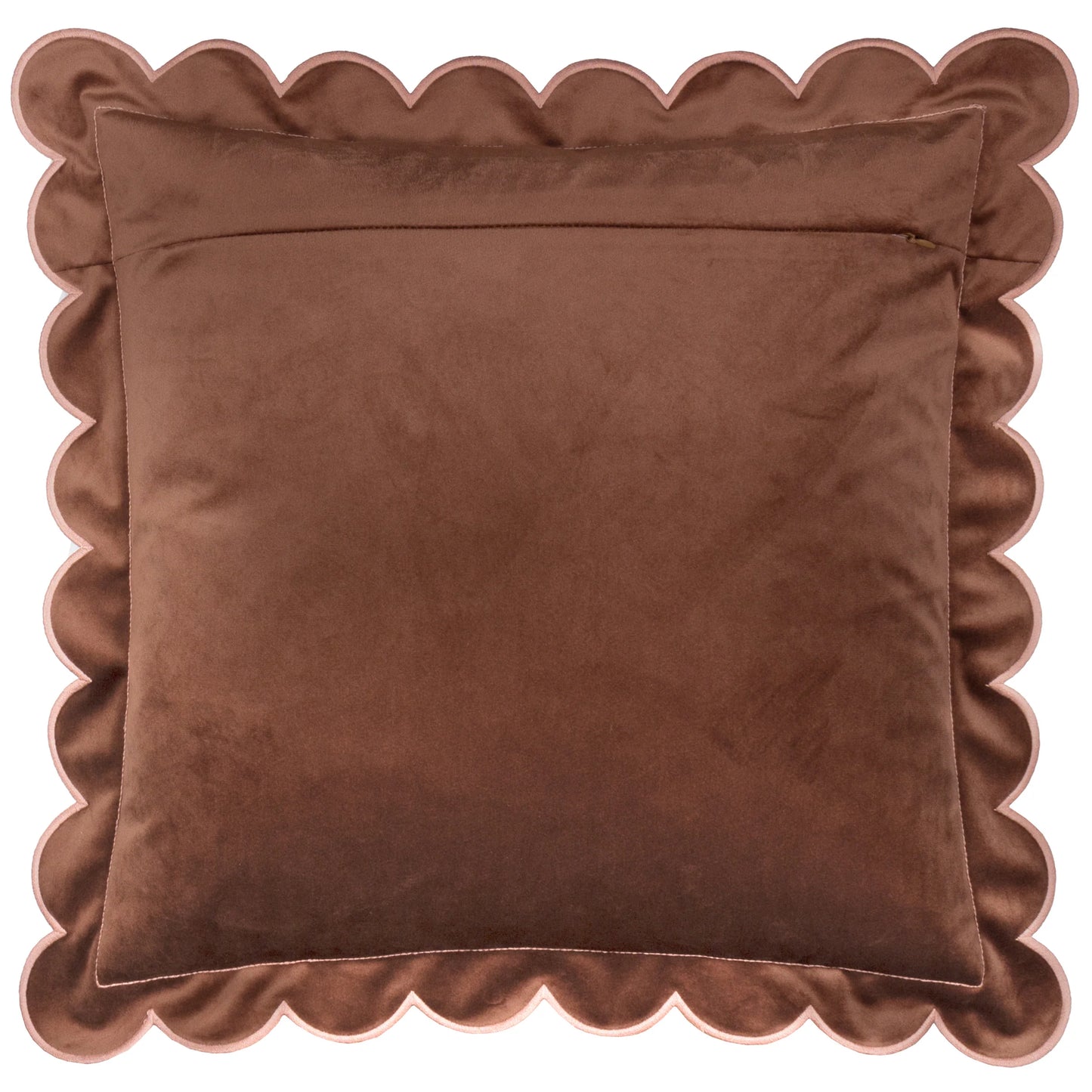 Lil Scallop Velvet Cushion - Brown and Pink
