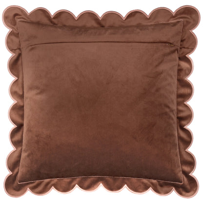 Lil Scallop Velvet Cushion - Brown and Pink