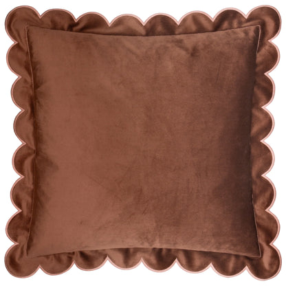 Lil Scallop Velvet Cushion - Brown and Pink