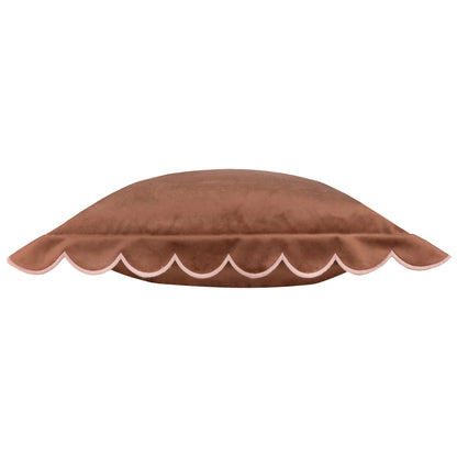 Lil Scallop Velvet Cushion - Brown and Pink