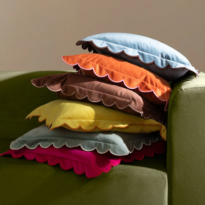 Lil Scallop Velvet Cushion - Lemon and Ginger