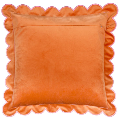 Lil Scallop Velvet Cushion - Orange and Pink