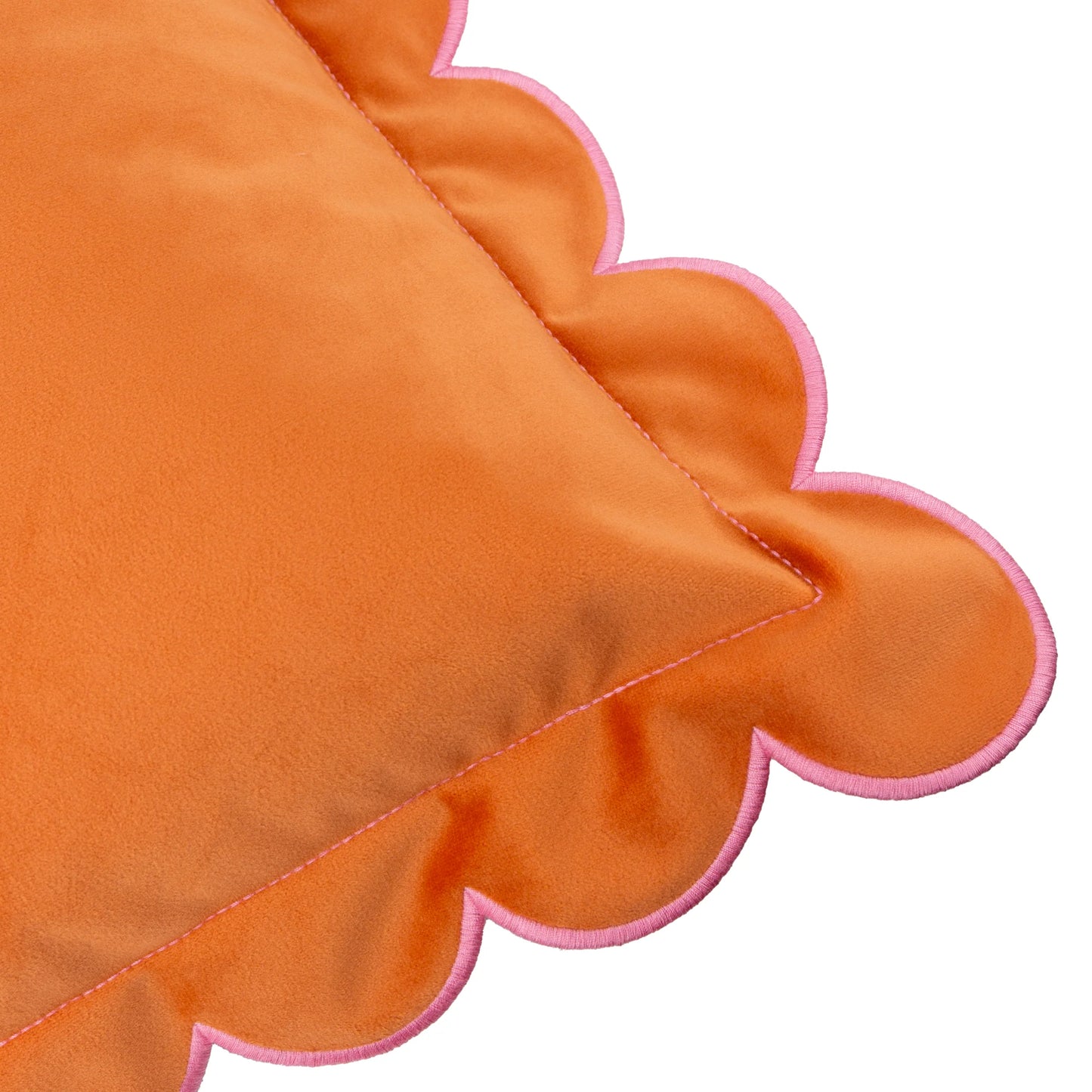 Lil Scallop Velvet Cushion - Orange and Pink