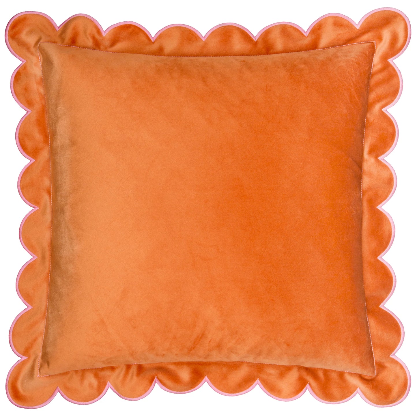 Lil Scallop Velvet Cushion - Orange and Pink