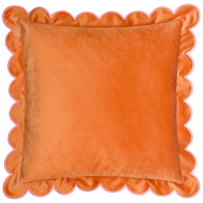 Lil Scallop Velvet Cushion - Orange and Pink