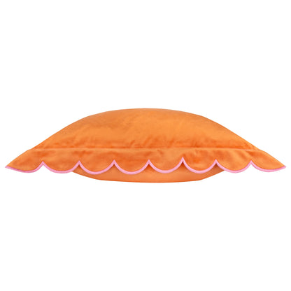 Lil Scallop Velvet Cushion - Orange and Pink