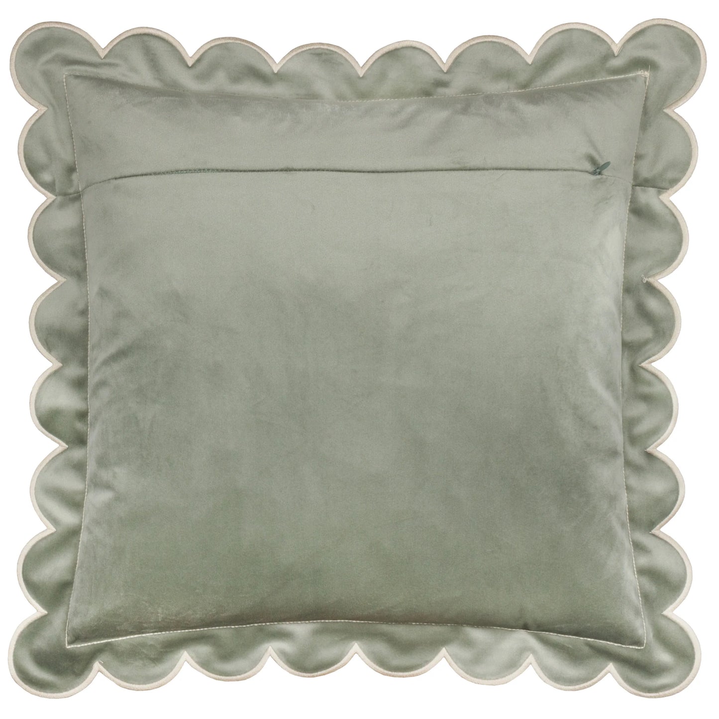 Lil Scallop Velvet Cushion - Sage Green and Natural
