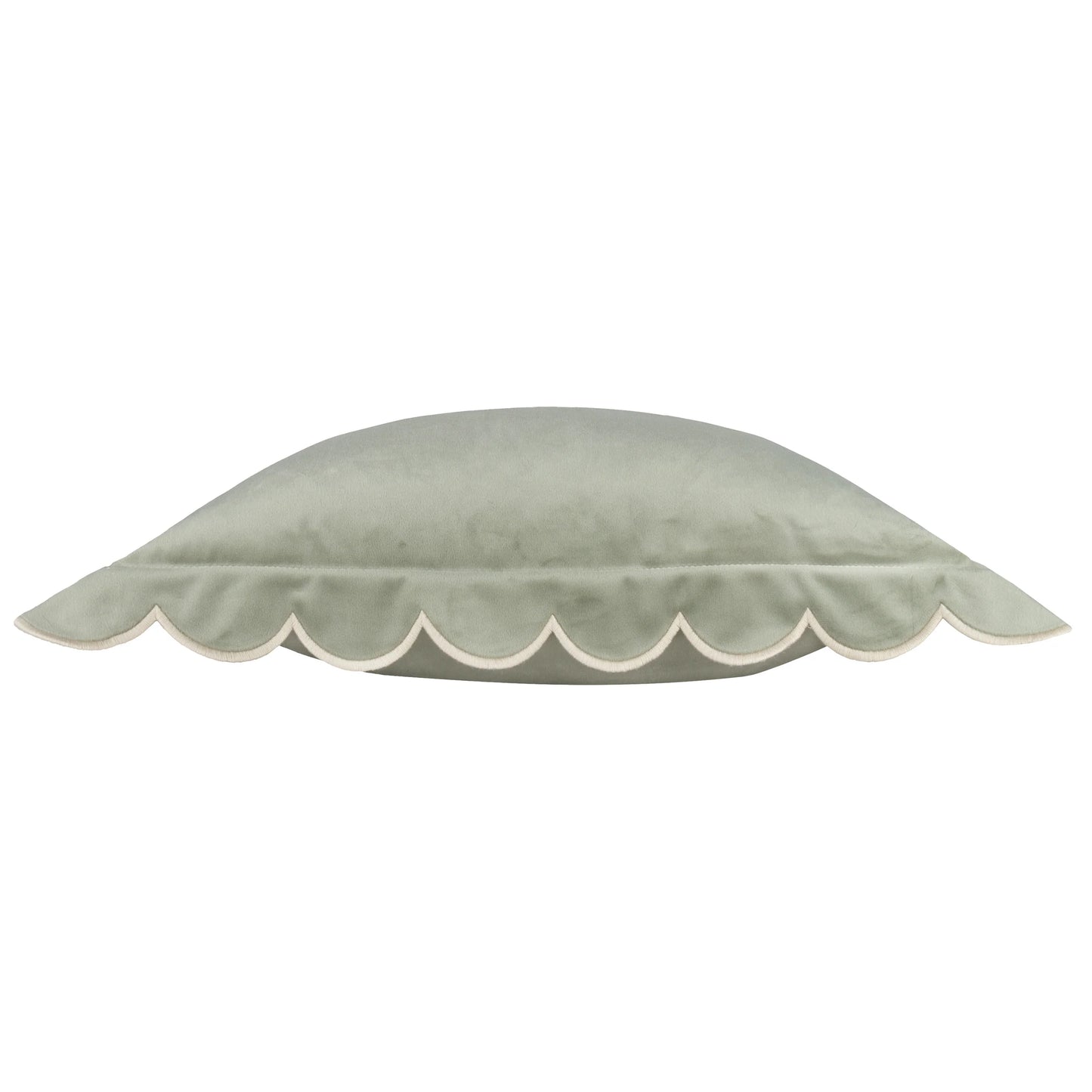 Lil Scallop Velvet Cushion - Sage Green and Natural
