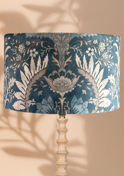 40cm Luxury Art Nouveau Inspired Blue Velvet Drum Lampshade