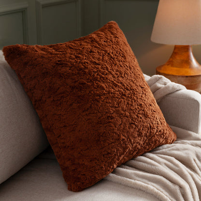 Megeve Faux Fur Cushion Rust