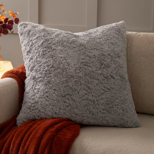 Megeve Faux Fur Cushion Slate