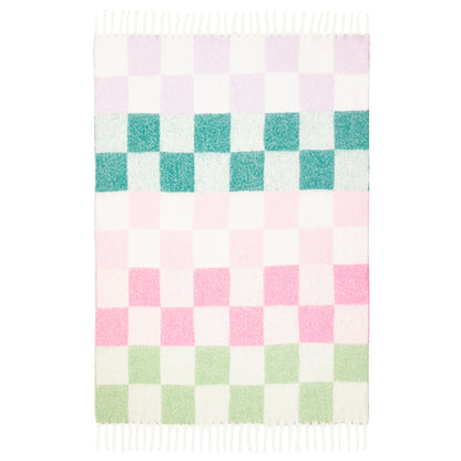 Maisie Checked Tasselled Throw - Aqua Blossom