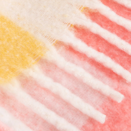 Maisie Checked Tasselled Throw - Citrus Blush