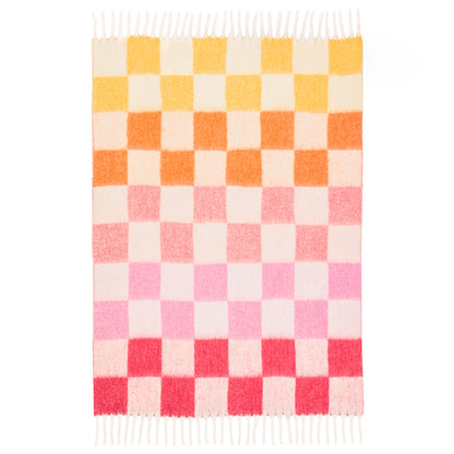 Maisie Checked Tasselled Throw - Citrus Blush
