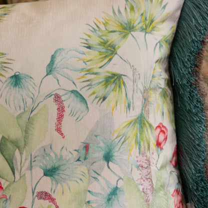 Mangrove Printed Velvet Cushion – Green