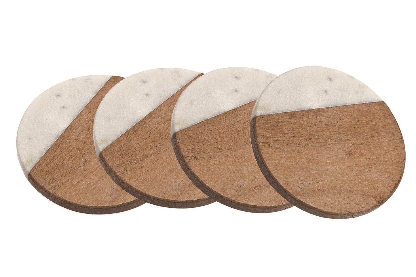 Marble & Wood Coasters - Set of 4