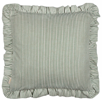 Martha Embroidered Ruffle Cushion - Sage