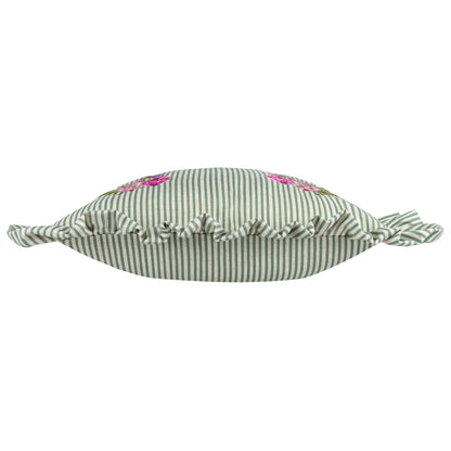 Martha Embroidered Ruffle Cushion - Sage