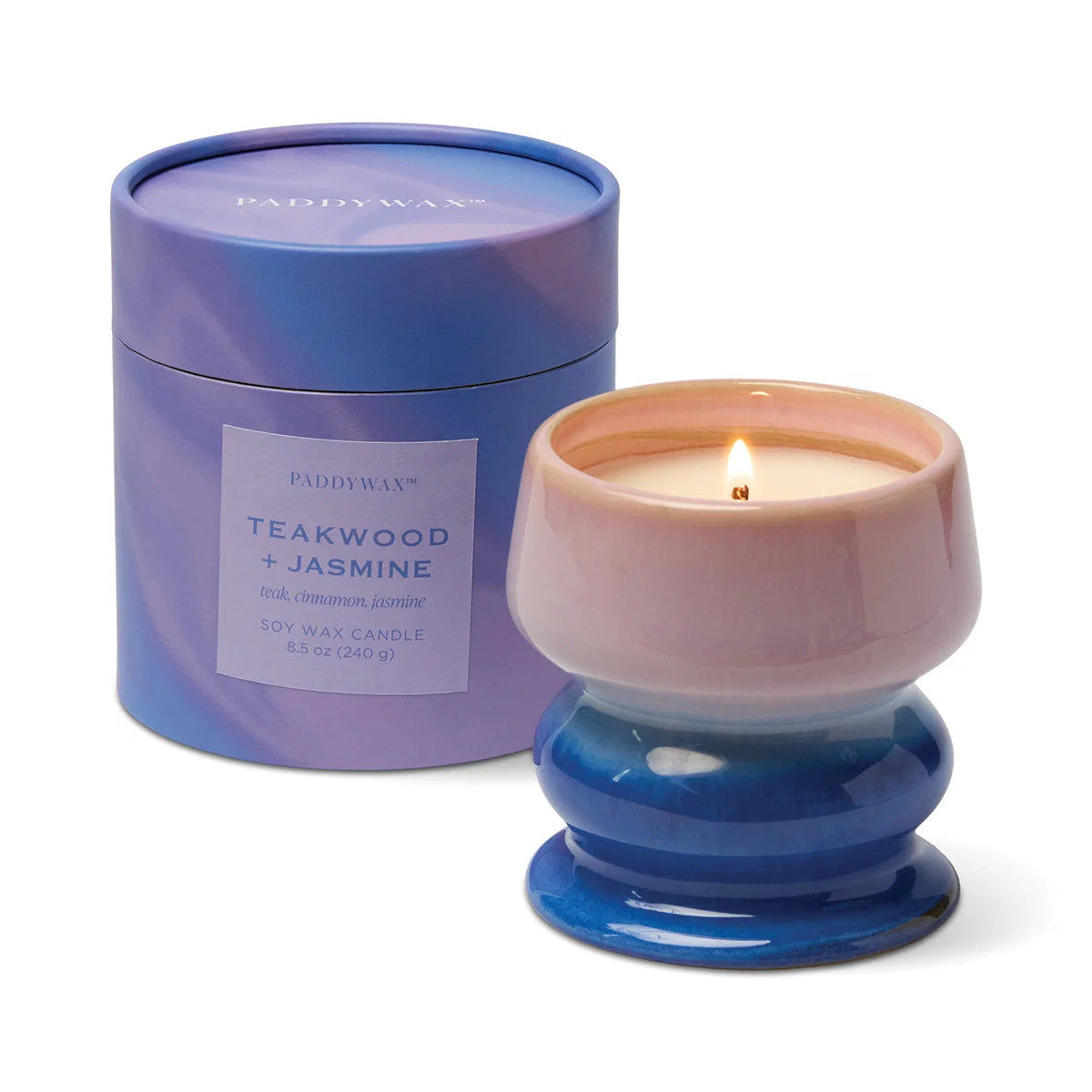 Melt Ombre Lilac & Blue Ceramic Candle – Teakwood & Jasmine